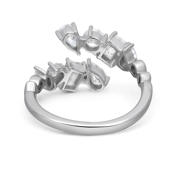 Multi Shape Lab Grown Diamond Bypass Ring 18K White Gold 1.65Cttw - Picture 4 of 5